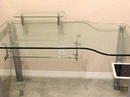 Glass Computer Desk With KeyBoard Tray